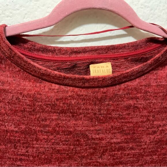 Zara Trafaluc top red knit short sleeves made in Portugal size M - Picture 2 of 4